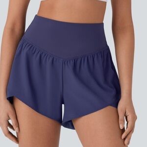 NWT Halara XL Breezeful High Waist Pocket Crossover Hem Quick Dry Yoga Shorts